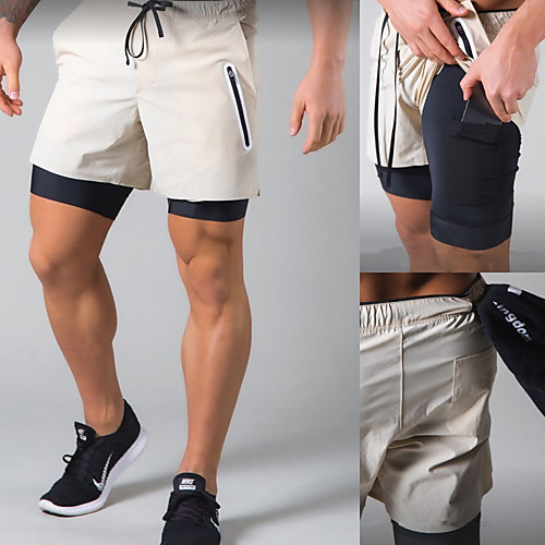 

Men's Casual / Sporty Workout Athletic Breathable Soft Daily Sports Fitness Gym Chinos Shorts Bermuda shorts Pants Letter Short Drawstring Elastic Waist Khaki Black Navy Blue / Summer