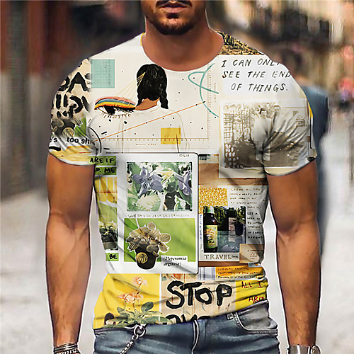 

Men's Unisex Tee T shirt Shirt 3D Print Cartoon Graphic Prints Print Short Sleeve Daily Tops Casual Designer Big and Tall Light Yellow