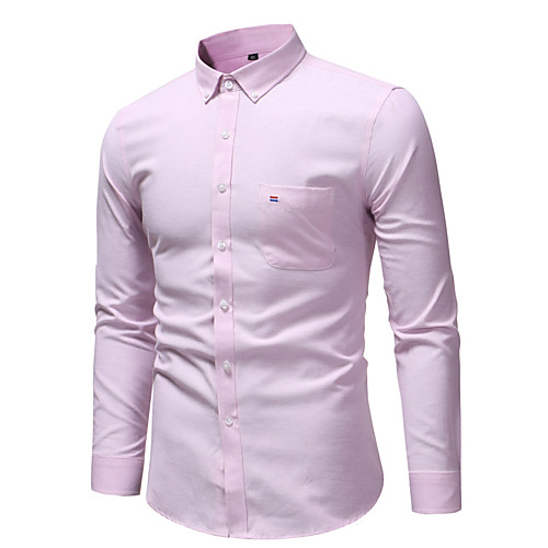 

Men's Shirt non-printing Solid Color Long Sleeve Work Tops Business Blushing Pink Gray White