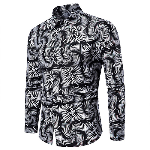 

Men's Shirt Other Prints Graphic Plus Size Long Sleeve Casual Tops Casual Soft Breathable Black