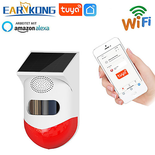 

EARYKONG Tuya Smart Wifi Alarm System Solar Siren Outdoor APP Wireless Strobe Siren Burglar Alarm System