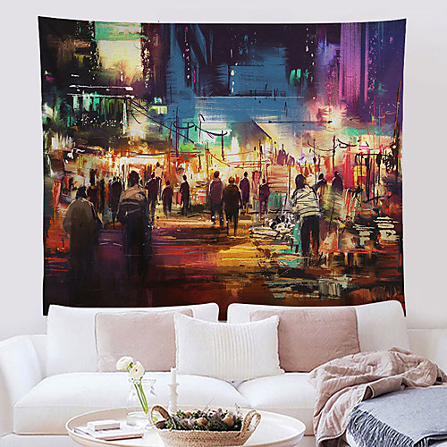 

Oil Painting Style Wall Tapestry Art Decor Blanket Curtain Hanging Home Bedroom Living Room Decoration Polyester