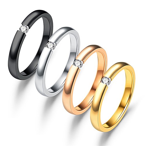 

Couple Rings Solitaire Rose Gold Silver Gold Stainless Steel Rhinestone Stylish Simple Classic 1pc 5 6 7 8 9