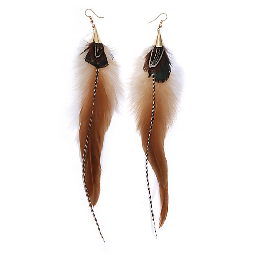 

Handmade Natural Feather Dangle Earrings Vintage Bohemian Multicolor Pheasant Feathers Earrings for Womens (js000058-7)