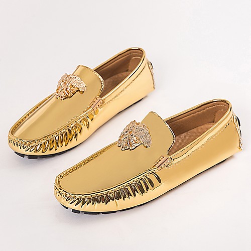

Men's Loafers & Slip-Ons Driving Shoes Casual Daily Nappa Leather Breathable Non-slipping Wear Proof Red Gold White Summer