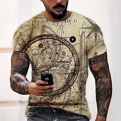 

Men's Unisex Tee T shirt Shirt 3D Print Graphic Prints Machine Print Short Sleeve Daily Tops Casual Designer Big and Tall Yellow