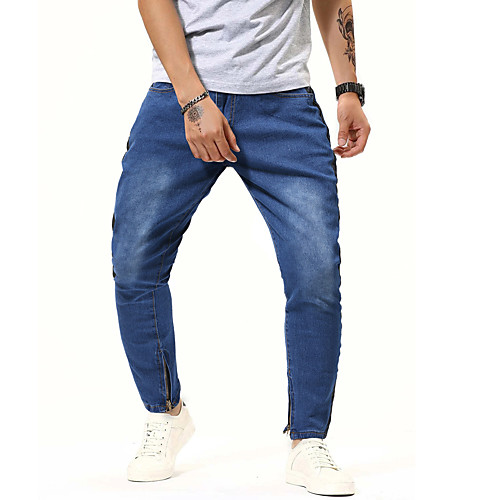 

Men's Simple Jeans Chinos Pants Print Blue