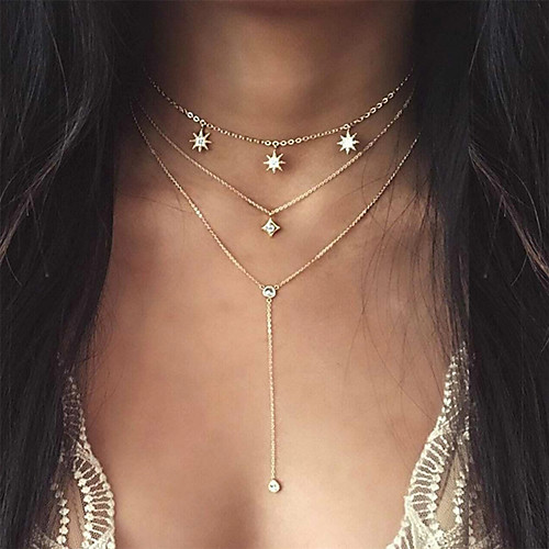 

Women's Necklace Star Dainty Artistic Simple Romantic Imitation Diamond Alloy Gold 32-37 cm Necklace Jewelry 1pc For Party Evening Sport Masquerade Birthday Party Festival