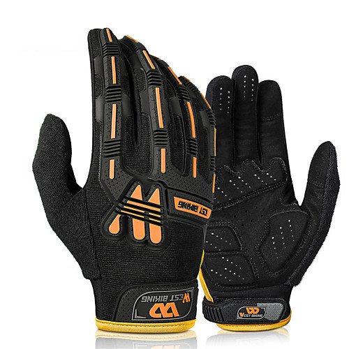 

Bike Gloves / Cycling Gloves Touch Gloves Reflective Quick Dry Wearable Breathable Full Finger Gloves Sports Gloves Lycra Black / Orange Black Black / Blue for Adults' Outdoor Exercise Cycling / Bike