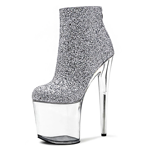 

Women's Boots Stripper Boots Platform High Heel Round Toe Booties Ankle Boots PU Lace-up Solid Colored Clear Silver / Knee High Boots
