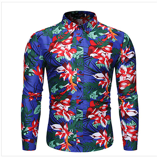 

Men's Shirt Graphic Long Sleeve Daily Tops Casual Blue