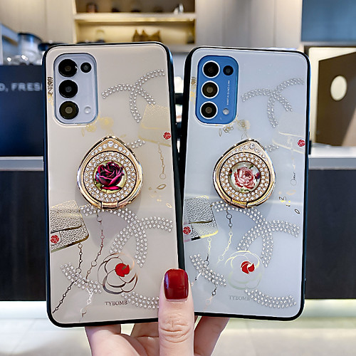 

Phone Case For OPPO Back Cover Reno5 Shockproof Dustproof Geometric Pattern Glitter Shine TPU