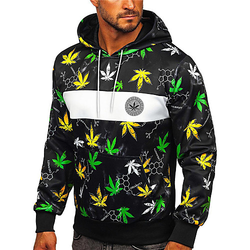 

Men's Unisex Hoodie Leaf Graphic Prints Print Daily Sports 3D Print 3D Print Casual Hoodies Sweatshirts Black