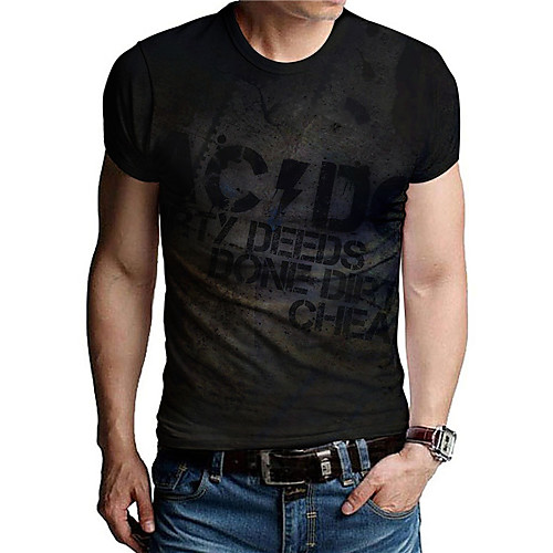 

Men's Unisex Tee T shirt Shirt 3D Print Graphic Prints Letter Print Short Sleeve Daily Tops Casual Designer Big and Tall Black