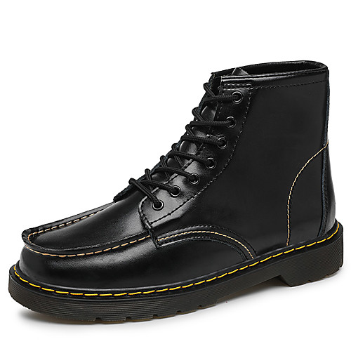 

Men's Boots British Style Plaid Shoes Motorcycle Boots Work Boots Casual British Daily Leather Handmade Non-slipping Wear Proof Booties / Ankle Boots Burgundy Black Brown Fall Winter