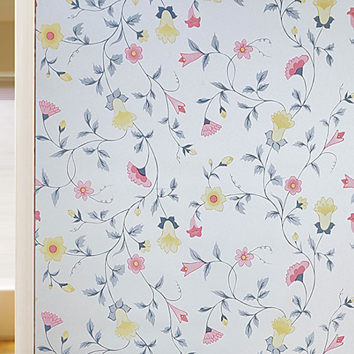 

Vinyl Static Cling Window Colorful Flowers Privacy Stained Glass Decorative Window Film Heat Control Window Tint / Window Sticker / Door Sticker 10045CM