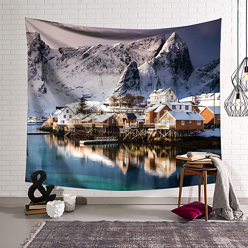 

Landscape Wall Tapestry Art Decor Blanket Curtain Hanging Home Bedroom Living Room Decoration Polyester Lake Mountain Snow