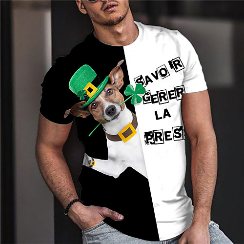 

Men's Unisex Tee T shirt Shirt 3D Print Dog Graphic Prints Print Short Sleeve Daily Tops Casual Designer Big and Tall Black / White