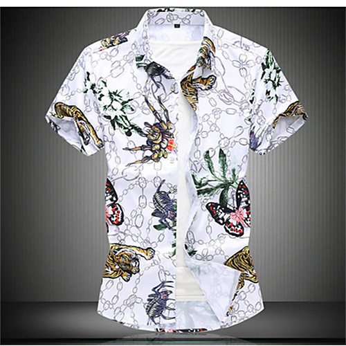 

Men's Shirt Graphic Short Sleeve Daily Tops Casual White Black