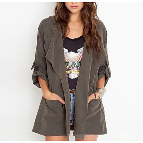 

Women's Trench Coat Going out Fall & Winter Regular Coat Loose Streetwear Jacket Long Sleeve Solid Colored Patchwork Blushing Pink Gray / Work / Plus Size