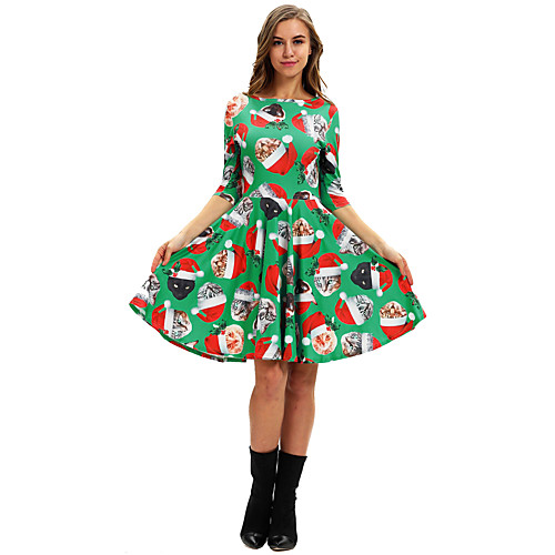 

Santa Suit Flapper Dress Dress Adults' Women's Cute Christmas New Year Christmas New Year Festival / Holiday Terylene Green Women's Easy Carnival Costumes Cat Animal