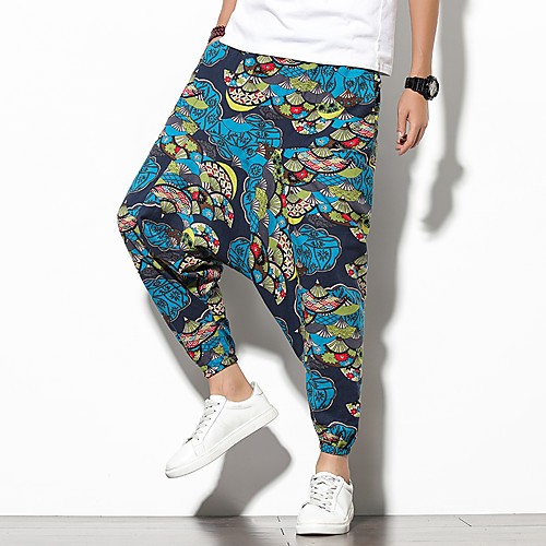 

Men's Chinoiserie Folk Style Outdoor Daily Home Chinos Pants Solid Colored Ankle-Length Elastic Waist Black / Red Green Black Red