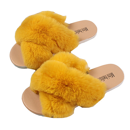 

Women's Slippers & Flip-Flops Flat Heel Open Toe Daily Home PVC Solid Colored Yellow Pink Green