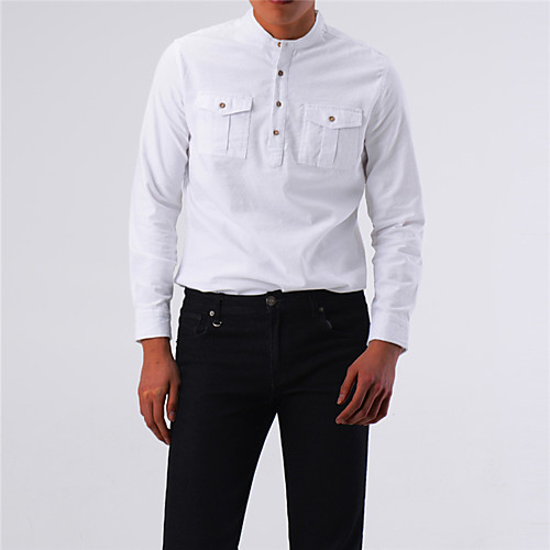 

Men's Shirt Solid Color Long Sleeve Casual Tops Casual White Black Red