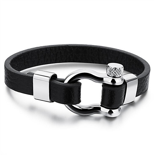 

Men's Bracelet Bangles Retro Totem Series Fashion Leather Bracelet Jewelry Black For Anniversary Date Birthday Festival / Titanium Steel