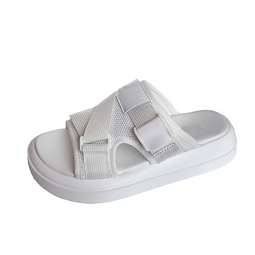 

Women's Sandals Flat Heel Open Toe Booties Ankle Boots Daily Home Mesh Button Solid Colored White Black