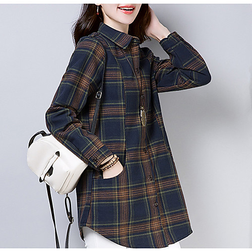 

Women's Coat Casual / Daily Summer Long Coat Shirt Collar Regular Fit Casual Jacket Pattern Others Red plus velvet Navy blue plus velvet / Cotton