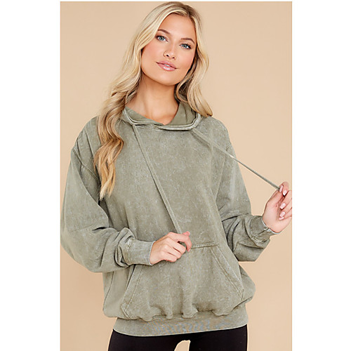 

Women's Hoodie Sweatshirt Solid Color Casual Daily Sports Sportswear Streetwear Hoodies Sweatshirts Green