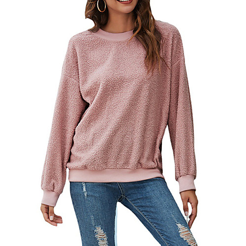 

Women's Sweatshirt Pullover Solid Color Print Daily Sports Other Prints Sportswear Streetwear Hoodies Sweatshirts Blushing Pink Gray Black