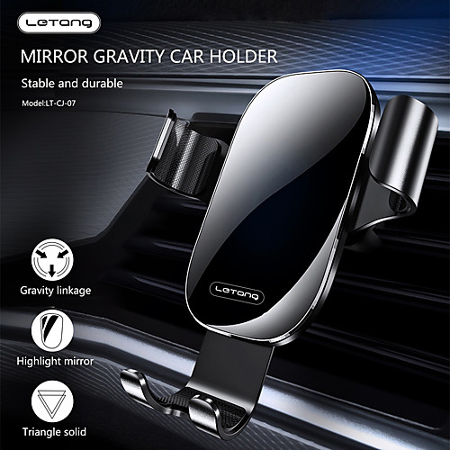 

Phone Holder Stand Mount Car Air Vent Outlet Grille Car Holder Gravity Type Aluminum Alloy Phone Accessory iPhone 12 11 Pro Xs Xs Max Xr X 8 Samsung Glaxy S21 S20 Note20