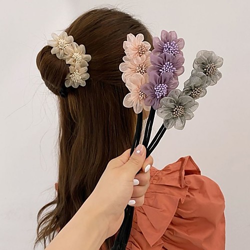 

New Hair Curler Female Flower Ball Head Lazy Head Artifact Online Celebrity Pearl Korea Headdress Hair Accessories 2pcs