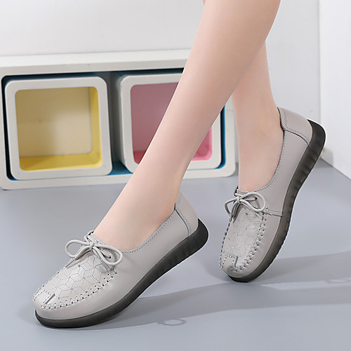 

Women's Loafers & Slip-Ons Flat Heel Round Toe Home Office Rubber Lace-up Braided Gray White Black