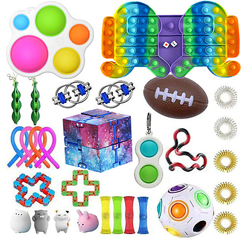

31pcs Fidget Sensory Toy Set Stress Relief Toys Autism Anxiety Relief Stress Pop Bubble Fidget Sensory Toy For Kids Adults