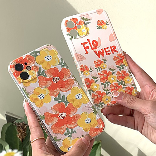 

Phone Case For Apple Back Cover iPhone 12 Pro Max 11 SE 2020 X XR XS Max 8 7 Shockproof Dustproof Graphic Flower TPU