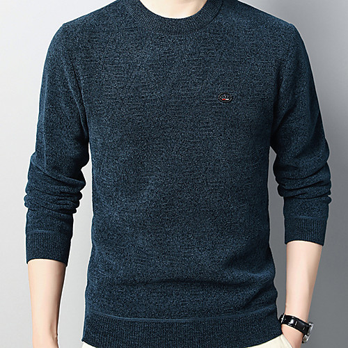 

Men's Stylish Vintage Style Knitted Solid Color Pullover Sweater Long Sleeve Sweater Cardigans Crew Neck Fall Winter Purple Green Black