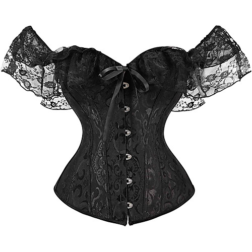

Corset Women's Normal Polyester / Cotton Blend Lace Printing Shapewear Overbust Corset Buckle White S