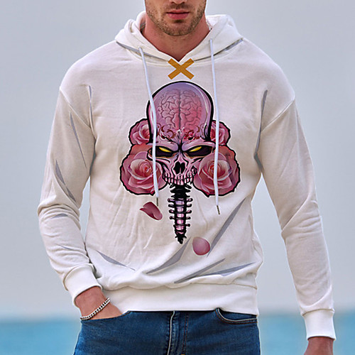 

Men's Unisex Hoodie Graphic Prints Skull Print Daily Sports 3D Print 3D Print Casual Hoodies Sweatshirts White