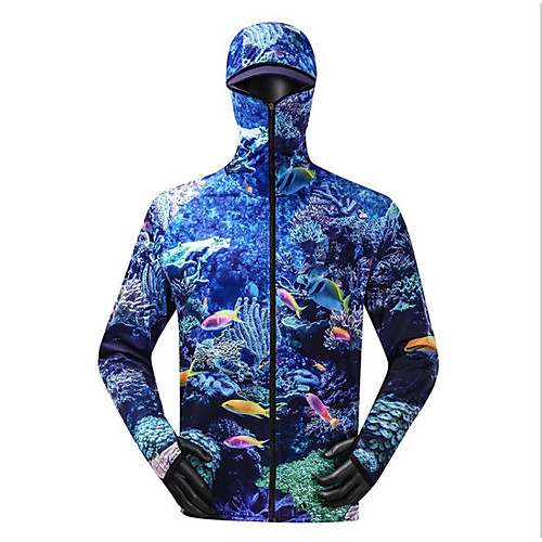

CAWANFLY Men's Hoodie Jacket Fishing Jacket Outdoor Long Sleeve UPF50 UV Protection Quick Dry Waterproof Zipper Lightweight Jacket Top Autumn / Fall Spring Summer Athleisure Fishing Camping & Hiking