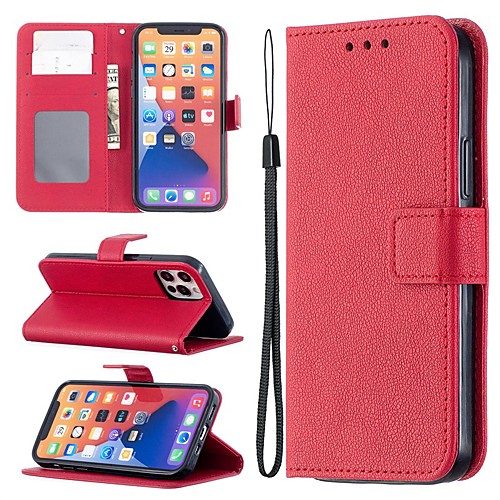 

Phone Case For Apple Full Body Case iPhone 12 Pro Max 11 SE 2020 X XR XS Max 8 7 Card Holder Shockproof Dustproof Solid Colored PU Leather