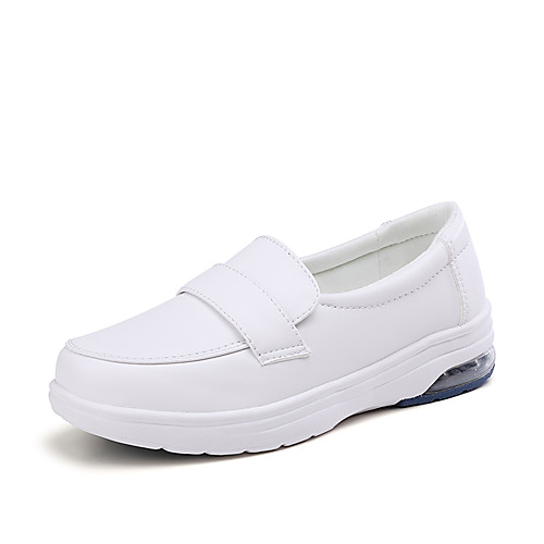 

Women's Loafers & Slip-Ons Flat Heel Round Toe Booties Ankle Boots Daily Work Leather Solid Colored White Black