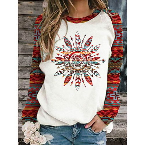 

Women's Sweatshirt Pullover Print Print Daily Sports Other Prints Sportswear Streetwear Hoodies Sweatshirts White