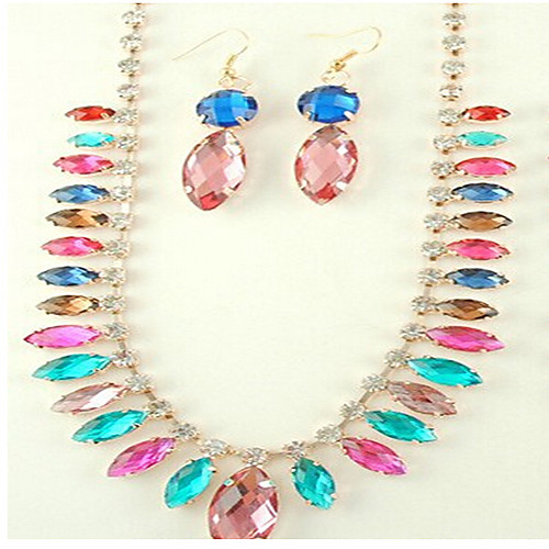 

Women's Crystal Jewelry Set Geometrical Flower Fashion Earrings Jewelry Rainbow For Anniversary Party Evening Gift Festival 1 set
