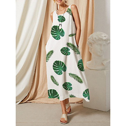 

Women's Loose Maxi long Dress Blushing Pink Green Black Red Sleeveless Print Summer Casual 2021 S M L XL XXL XXXL
