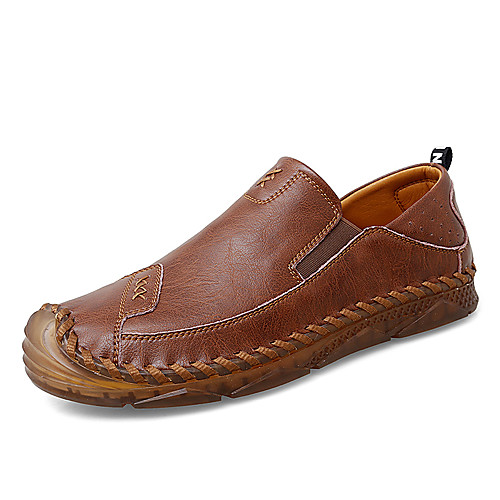 

Men's Loafers & Slip-Ons Crochet Leather Shoes Comfort Loafers Business Sporty Casual Daily Outdoor Leather Synthetics Handmade Non-slipping Shock Absorbing Gray Black Brown Fall Winter
