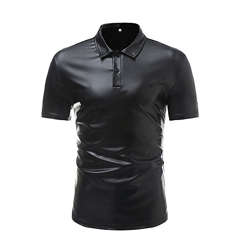 

Men's Shirt Solid Color Short Sleeve Street Tops Simple western style Soft Breathable Black