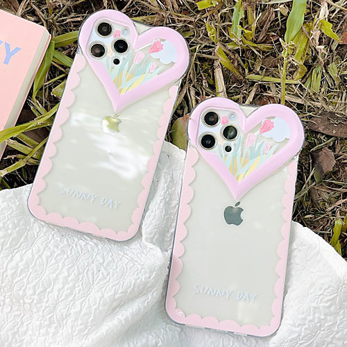 

Phone Case For Apple Back Cover iPhone 12 Pro Max 11 SE 2020 X XR XS Max 8 7 Shockproof Dustproof Heart Geometric Pattern TPU